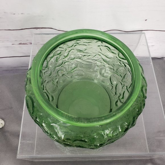 Vintage EO Brody Co Green Textured Round Depression Crinkle Glass Dish Candy Dis - Picture 5 of 10